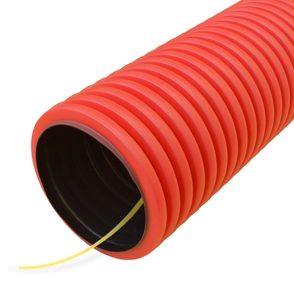 Труба гофрированная двустенная ПНД гибкая тип 450 (SN18) с/з красная д63 (50м/уп)
