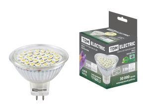 Лампа светодиодная MR16-3 Вт-220 В -3000 К–GU 5,3 SMD TDM