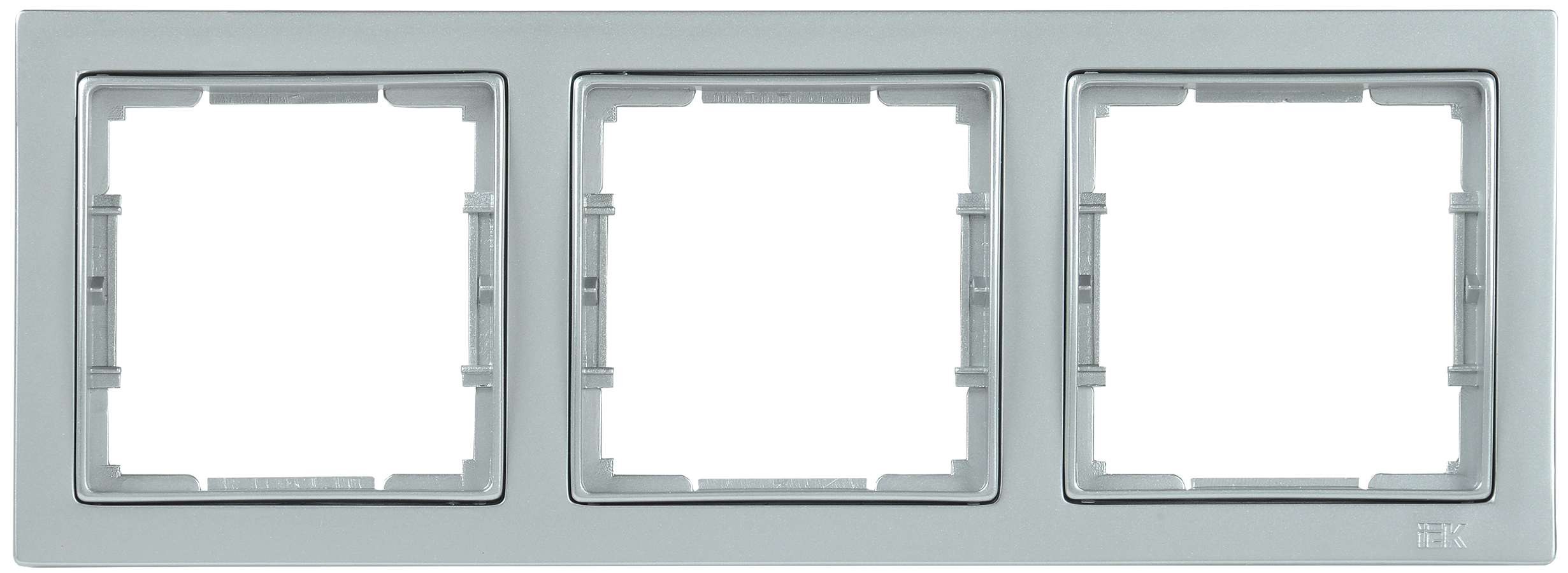 РУ-3-БС Рамка 3 мест. квадратная BOLERO Q1 серебряный IEK