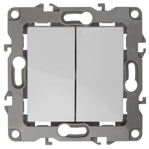 12-1104-01  ЭРА Выключатель двойной, 10АХ-250В, IP20, Эра12, белый
