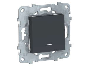 UNICA NEW ПЕРЕКЛЮЧАТЕЛЬ 1-клавишный, с подсветкой, сх. 6а, АНТРАЦИТ