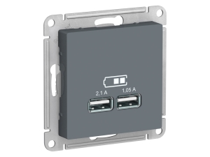 ATLASDESIGN USB РОЗЕТКА, 5В, 1 порт x 2,1 А, 2 порта х 1,05 А, механизм, ГРИФЕЛЬ